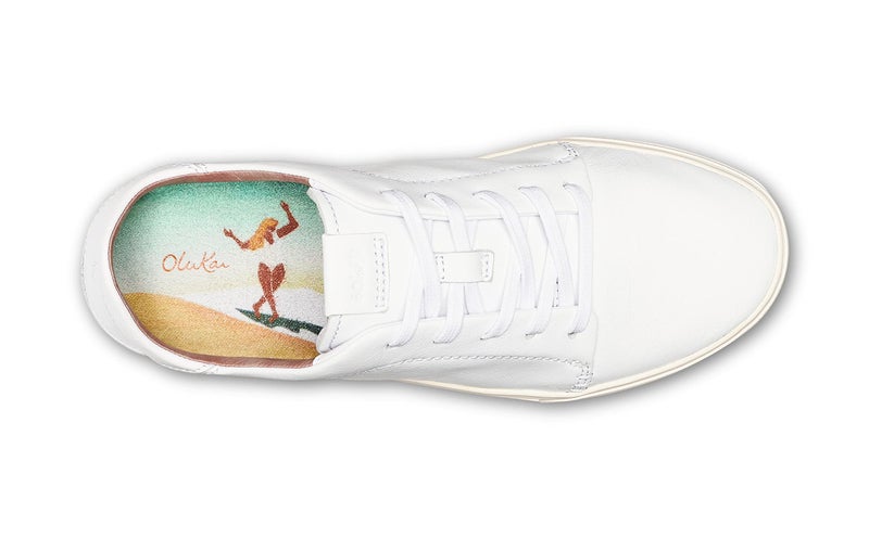 OLUKAI Pehuea Li 'Ili Women's Everyday Leather Sneakers, Casual & Versatile Shoes with Drop-In Heel, Soft & Premium Materials, All-Day Comfort & Support, White/White, 8 - Image 5